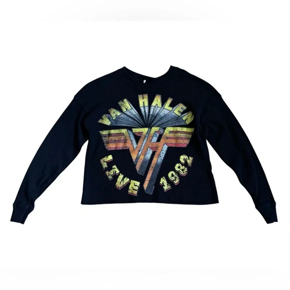 Van Halen Live 1982 Women's Black Thermal Band Logi Long Sleeve Top Size Small - Picture 1 of 3